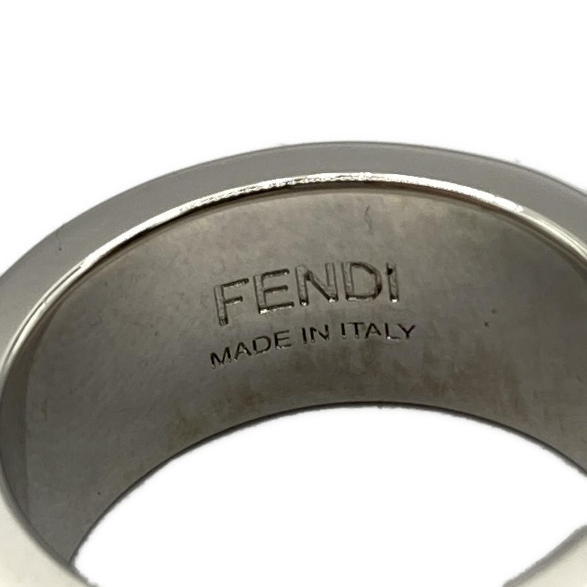 FENDI(フェンディ) リング美品 セレリアリング レザー シルバー×黒  