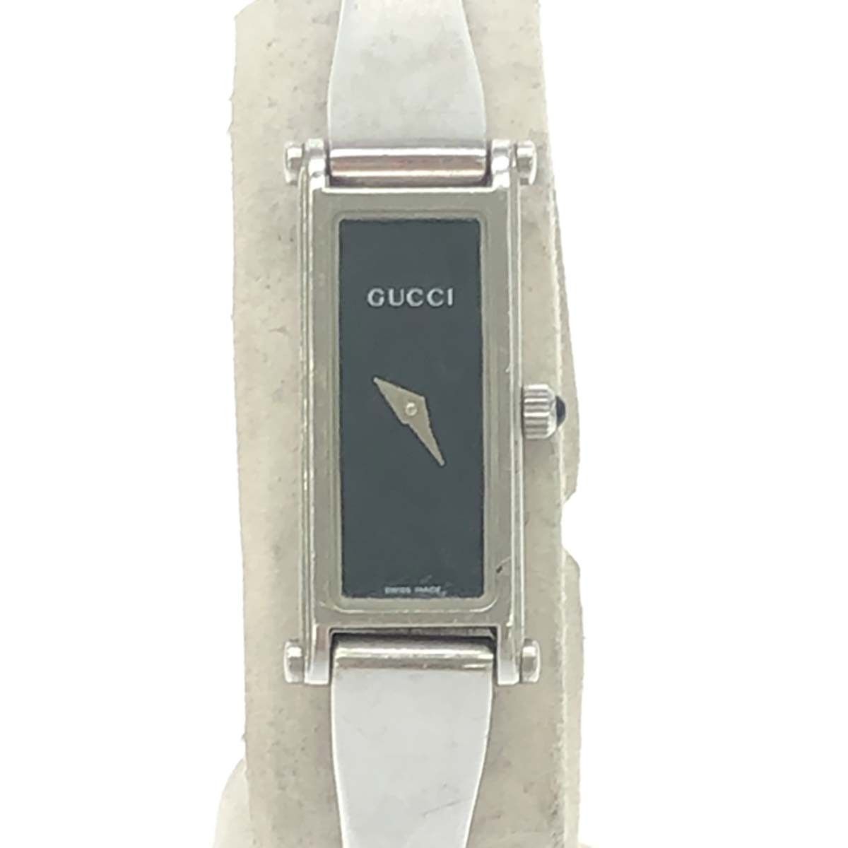 腕時計 稼働 GUCCI グッチ 1500L クォーツ バングルウォッチ ブラック 