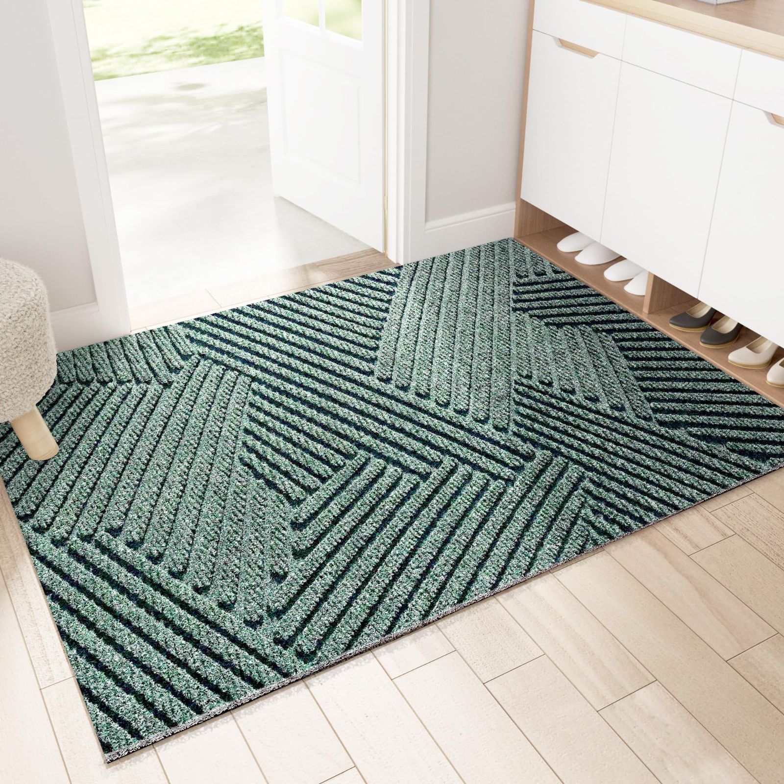 グリーン_80×120cm Hopeholic 玄関マット 屋外 北欧 風水 泥落としマット おしゃれ ドアマット 業務用 洗える 玄関外マット 大判 滑り止め 長さ調整 店舗用玄関マット 水洗い お手入れ簡単 80×120cm