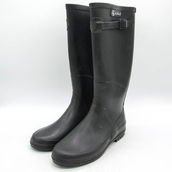 AIGLE ブラック長靴 38 AIGLE レインブーツ 長靴 雨の日＊38サイズ