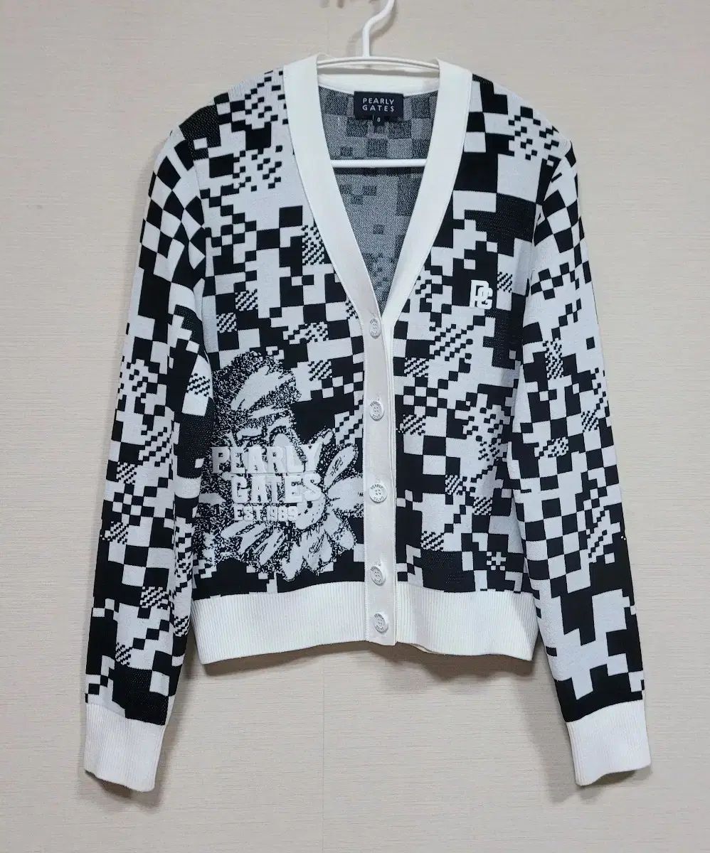 PEARLY GATES パーリーゲイツ レディース チェッカーボード フローラル ジャカード クロップド カーディガン