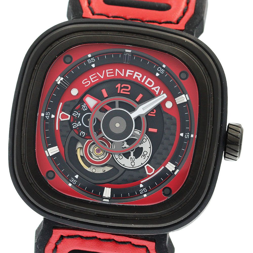 セブンフライデー SEVENFRIDAY SF-P3B/06 Pシリーズ レーシングチーム レッド 自動巻き メンズ美品_870004