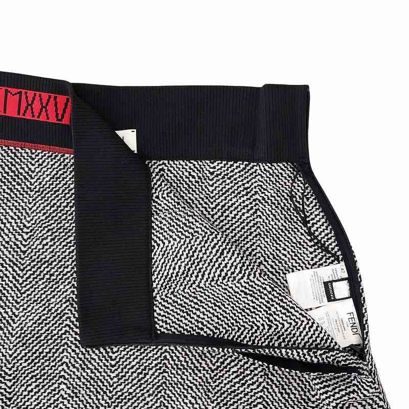 フェンディ FENDI MCMXXV ニット スカート フレア ウール シルク 総柄 