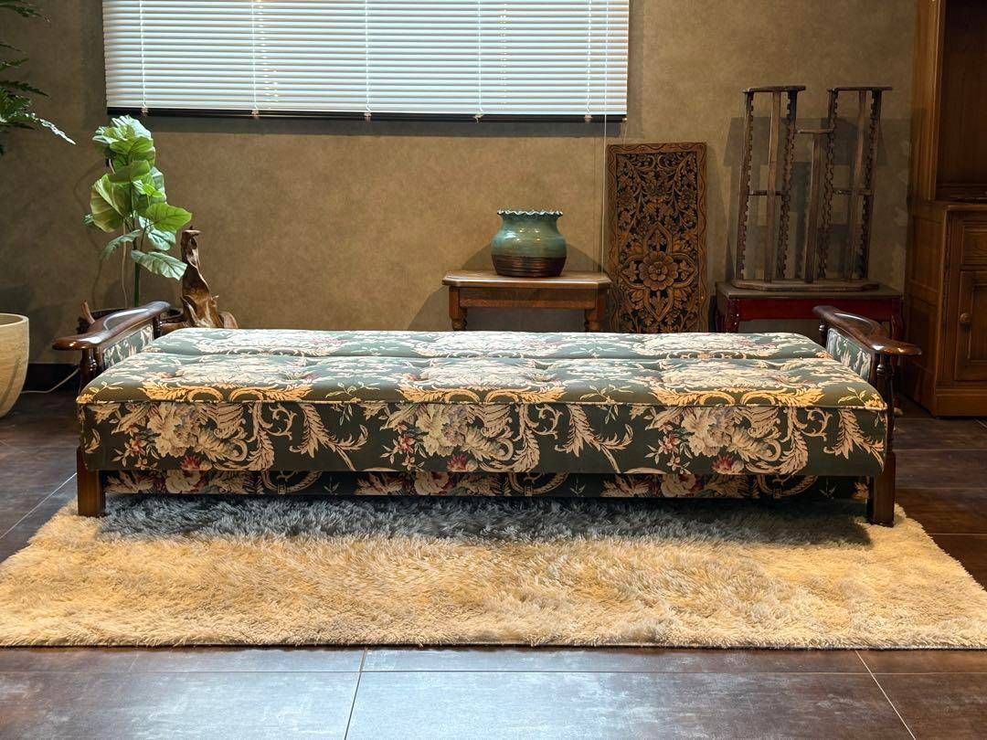 希少　カリモク　コロニアル　ソファベッド　アンティーク　ビンテージ　レトロ　HZ 希少 カリモク コロニアル ソファベッド アンティーク