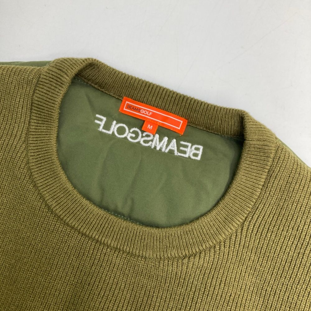 伸びやかな サイズ M BEAMS GOLF ビームスゴルフ 中綿切替 ニットプルオーバー カーキ系 240101368476 ゴルフウェア メンズ ストスト 新作大特集！