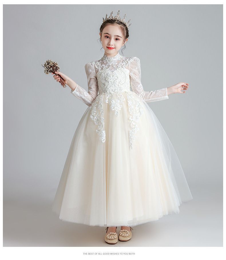 アミティス プチプリンセス 黒とグレーの花柄ドレス 150cm