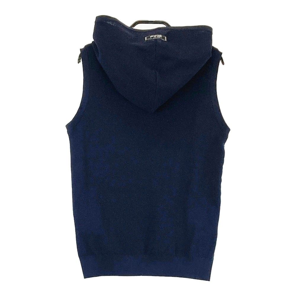 PING ピン フード付 ニットベスト ネイビー系 S ゴルフウェア