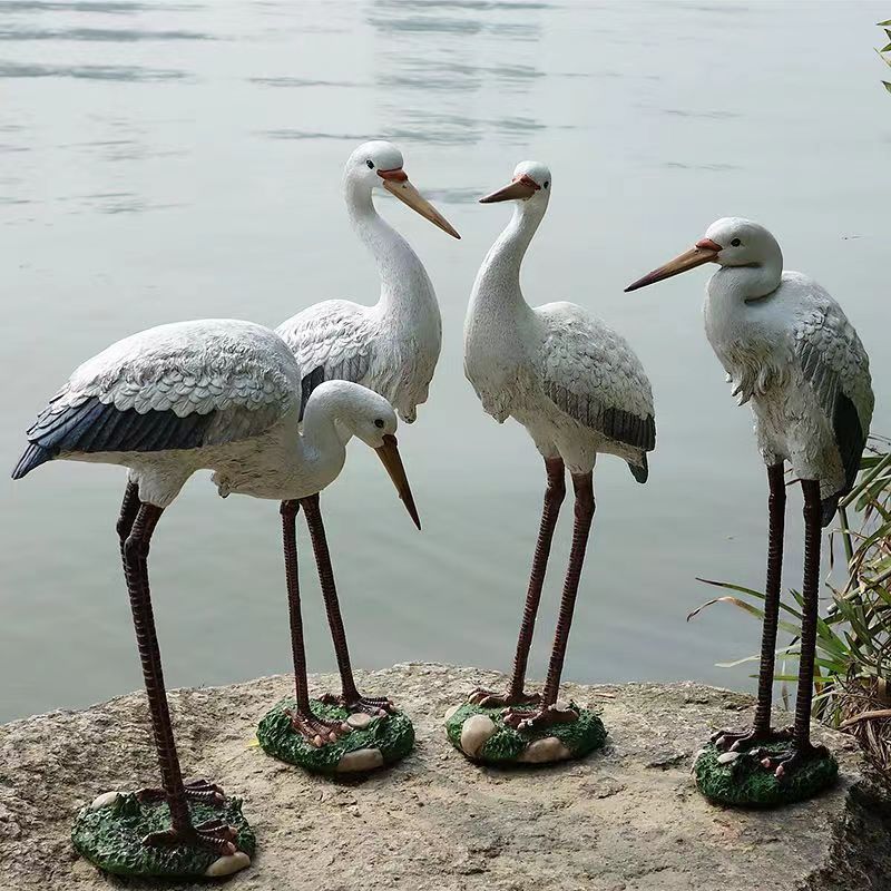 置物 オブジェ 鳥 鷺 リアル かわいい 繊細なつくり 樹脂 屋外 実物大 置物 オブジェ 鳥 鷺 おしゃれ リアル 2つのスタイル