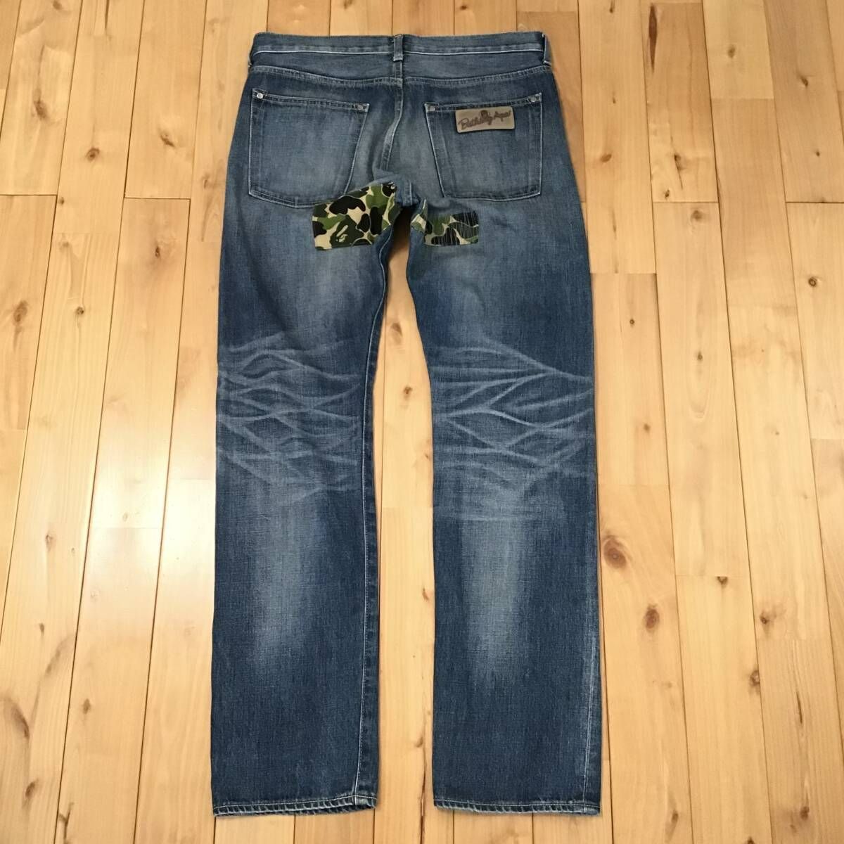 BAPE DAMAGE DENIM PANTS Mサイズ a bathing ape ABC camo ダメージ