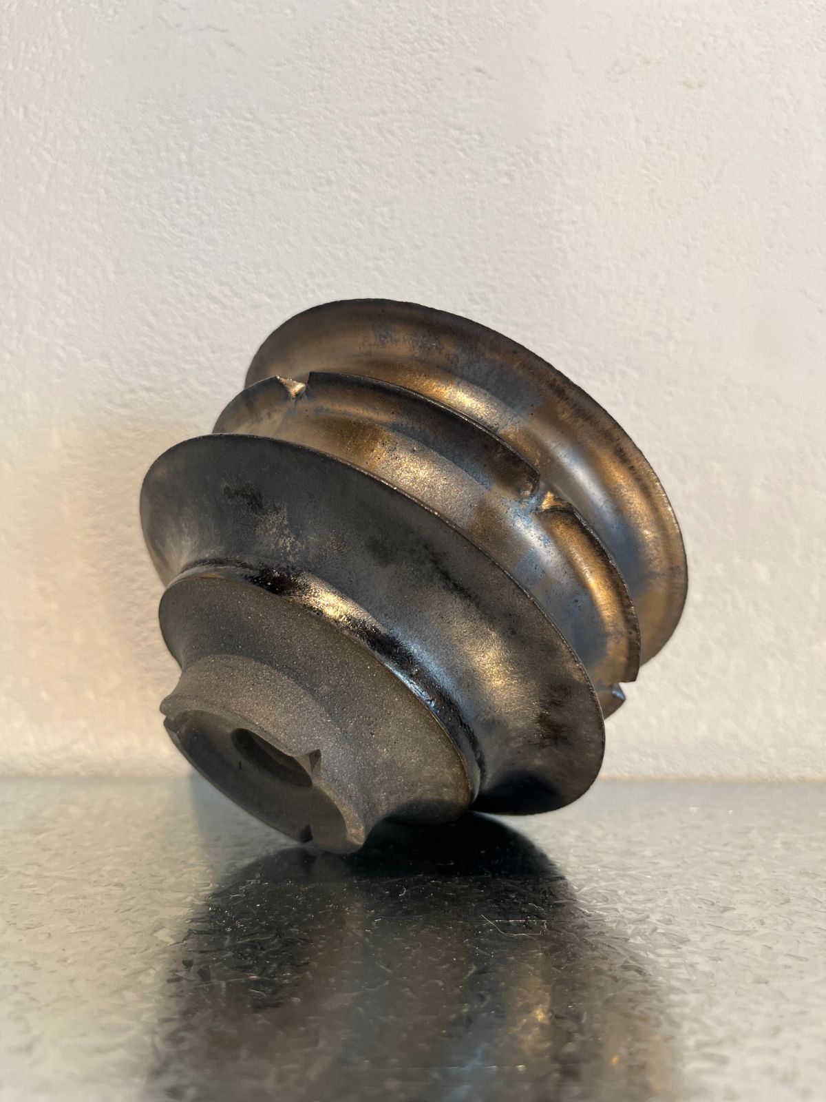 手作り 岩釉黑土植物鉢 メタリック釉④