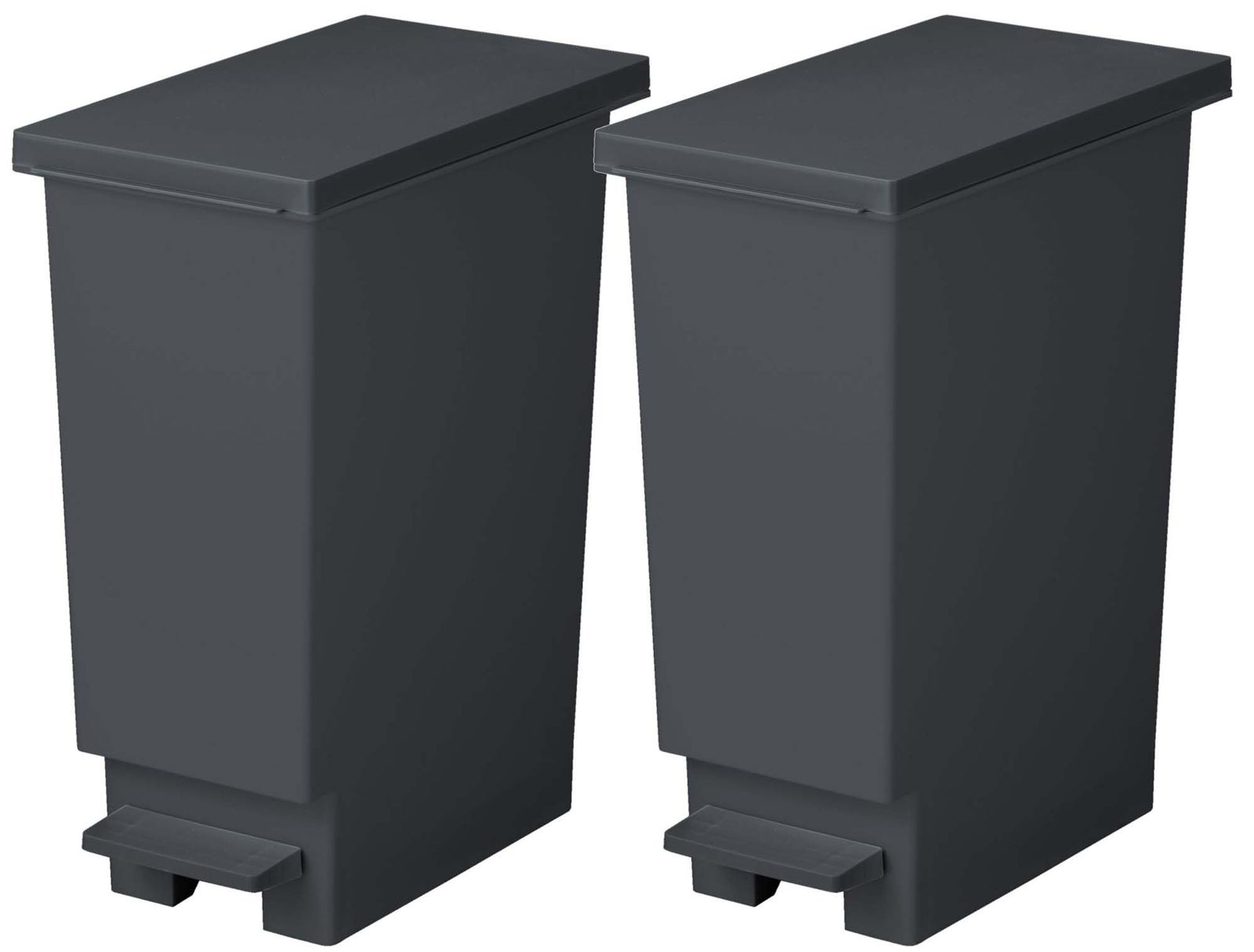 ペダル スリム 20リットル チャコールブラック ゴミ箱 2個セット 軽いペダルでサッと開く 袋止め付き トンボ ふた付き 分別 新輝合成 幅20×奥行35.5×高さ45cm 日本製