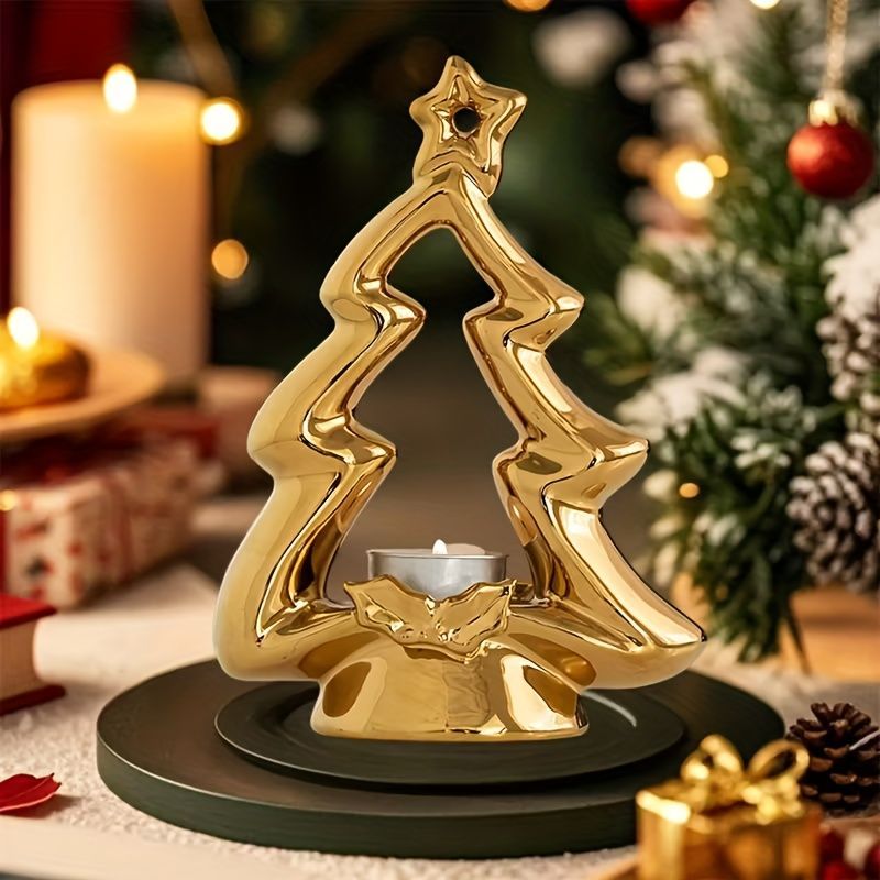 キャンドルホルダー キャンドルスタンド クリスマスツリー型 シルバー