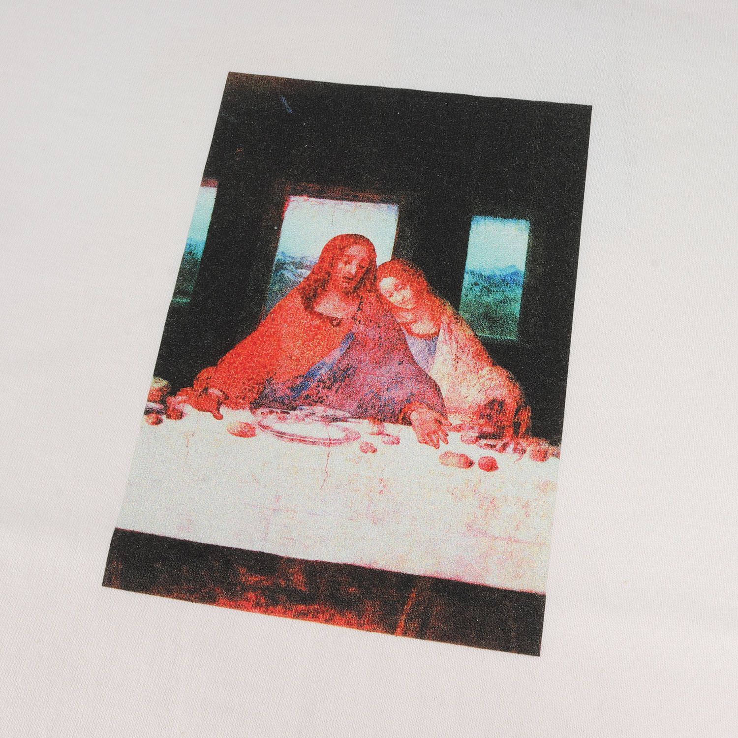 新品 FLAGSTUFF フラグスタッフ Tシャツ サイズ:XL 最後の晩餐 グラフィック クルーネック Tシャツ ホワイト トップス カットソー 半袖【メンズ】