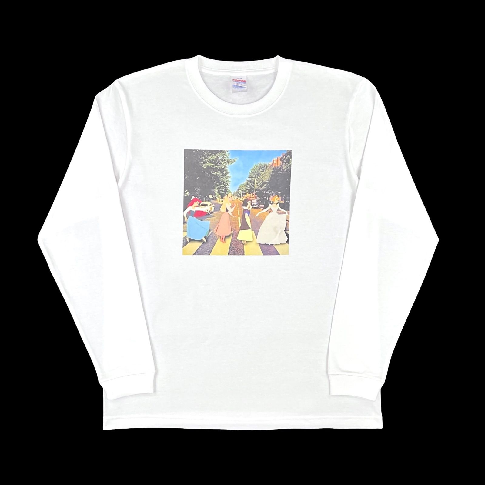 オリジナル 5.6オンス ミディアム ヘビーウェイト ハイクオリティ ミュージック ロンT 長袖Tシャツ BEATLES ビートルズ アビイロード シンデレラ 白雪姫 横断 行進 白 ホワイト XS(SS) S M L XL(LL) ジ