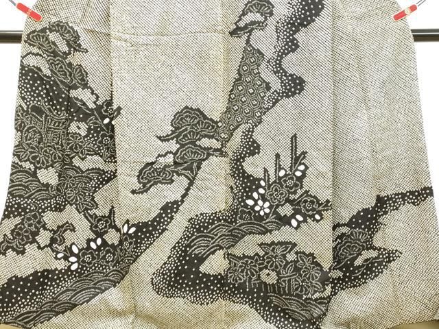 平和屋着物○訪問着 総絞り 御所車草花文 黒地 正絹 逸品 DAAR4347tw