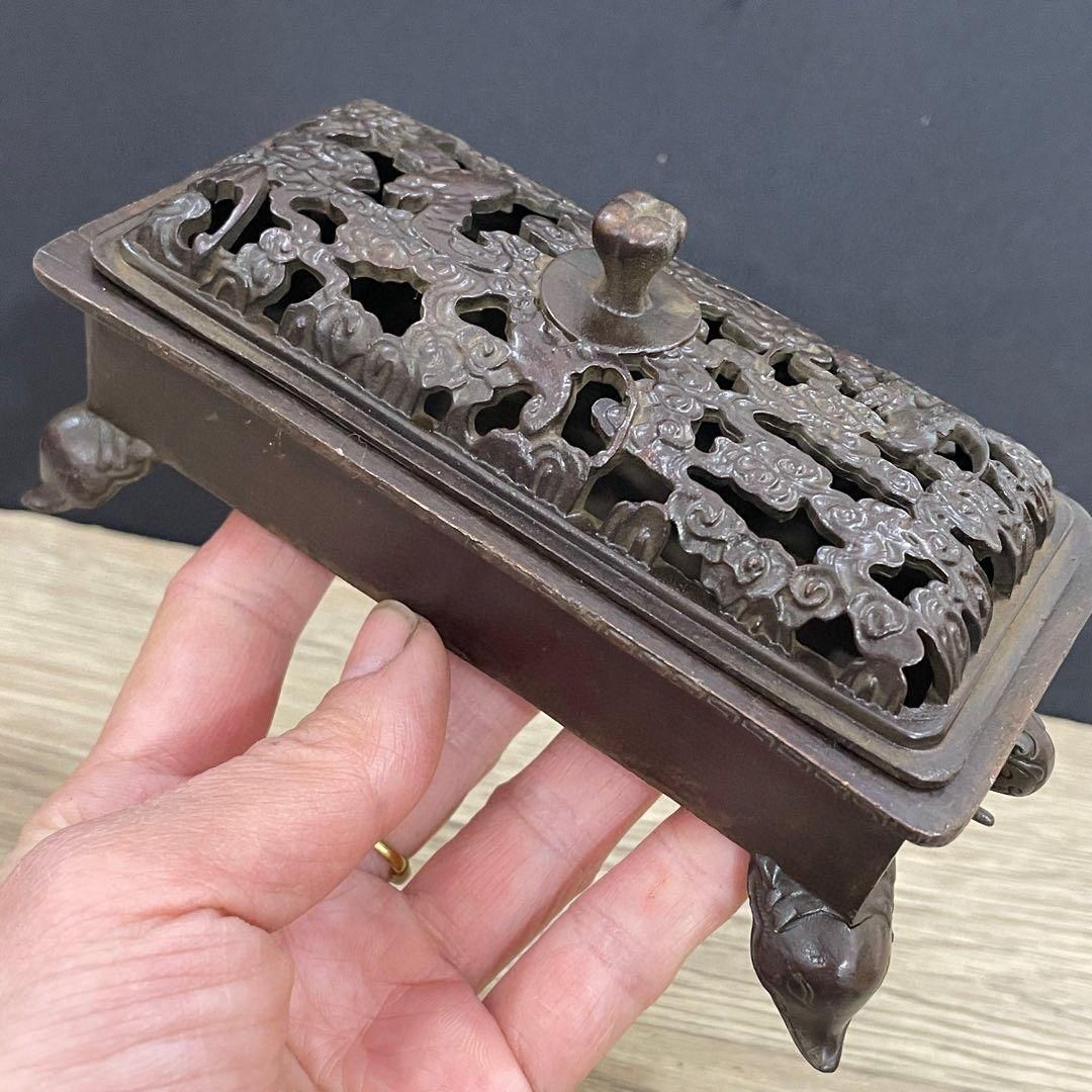銅器 香炉 吉象香炉 香道具 茶道具 工芸品 美術品 置物 銅器 象脚臥香炉 室内香炉 茶室香炉 茶道具 香道具 装飾品 工芸