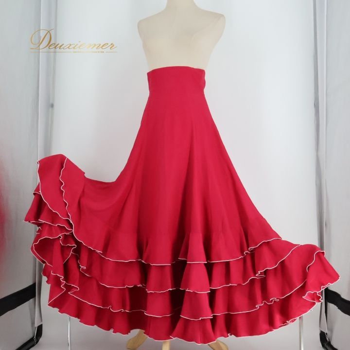 フラメンコ 衣装 ファルダ スカート 無地 ボランテ フリル ハイウエスト チェリー ピンク系 細め かわいい 発表会 パーティ 舞台 スカート 衣装 おしゃれ シンプル レディース ステージ衣装 楽しい 可愛らしい お洒落 ふんわり 舞踏会