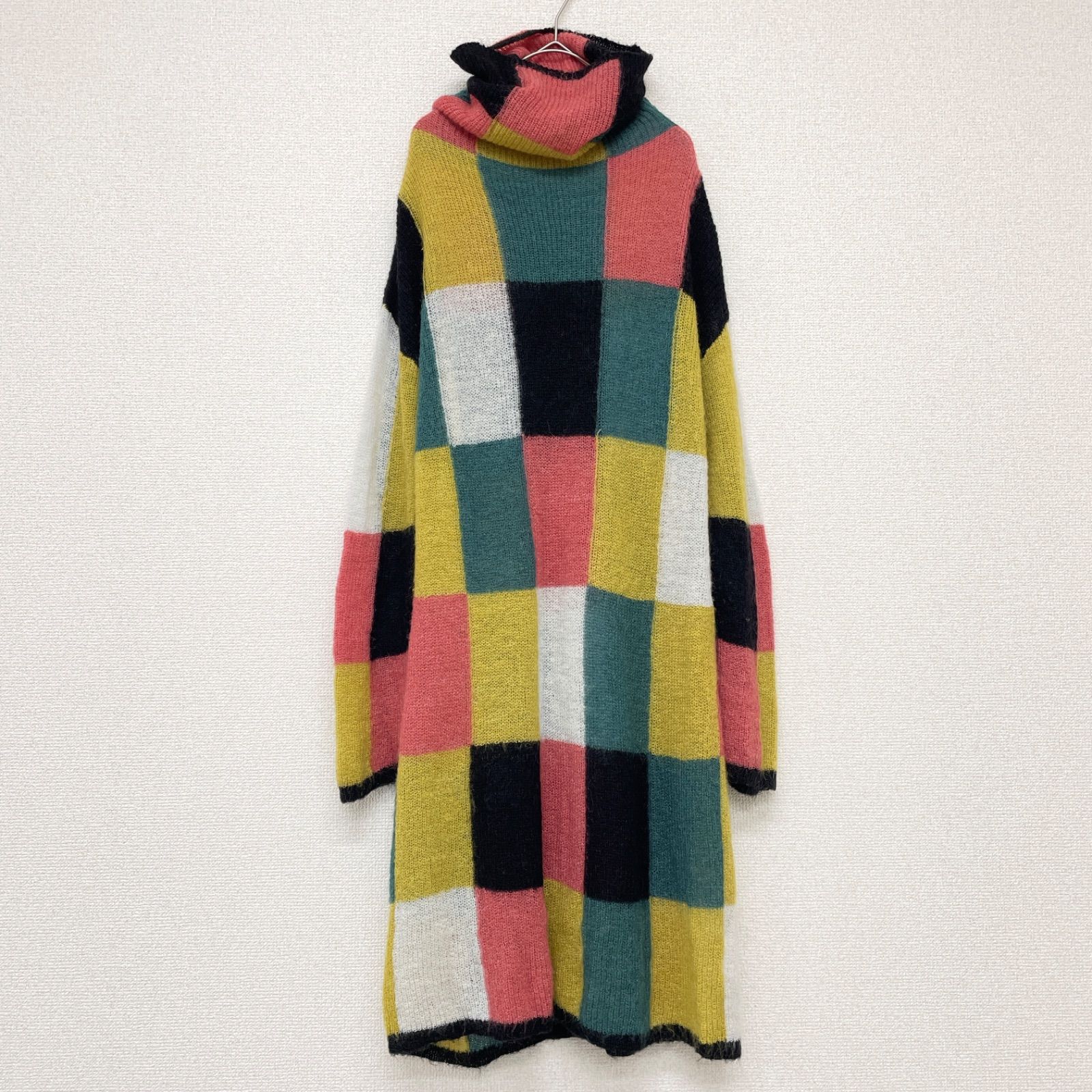 marimekko マリメッコ ニットワンピース ロング ハイネック モヘヤ ウール マルチカラー レディース