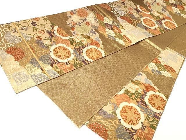 平和屋着物○佐賀錦 六通柄袋帯 唐織 吉祥花唐草文 金糸 正絹 逸品