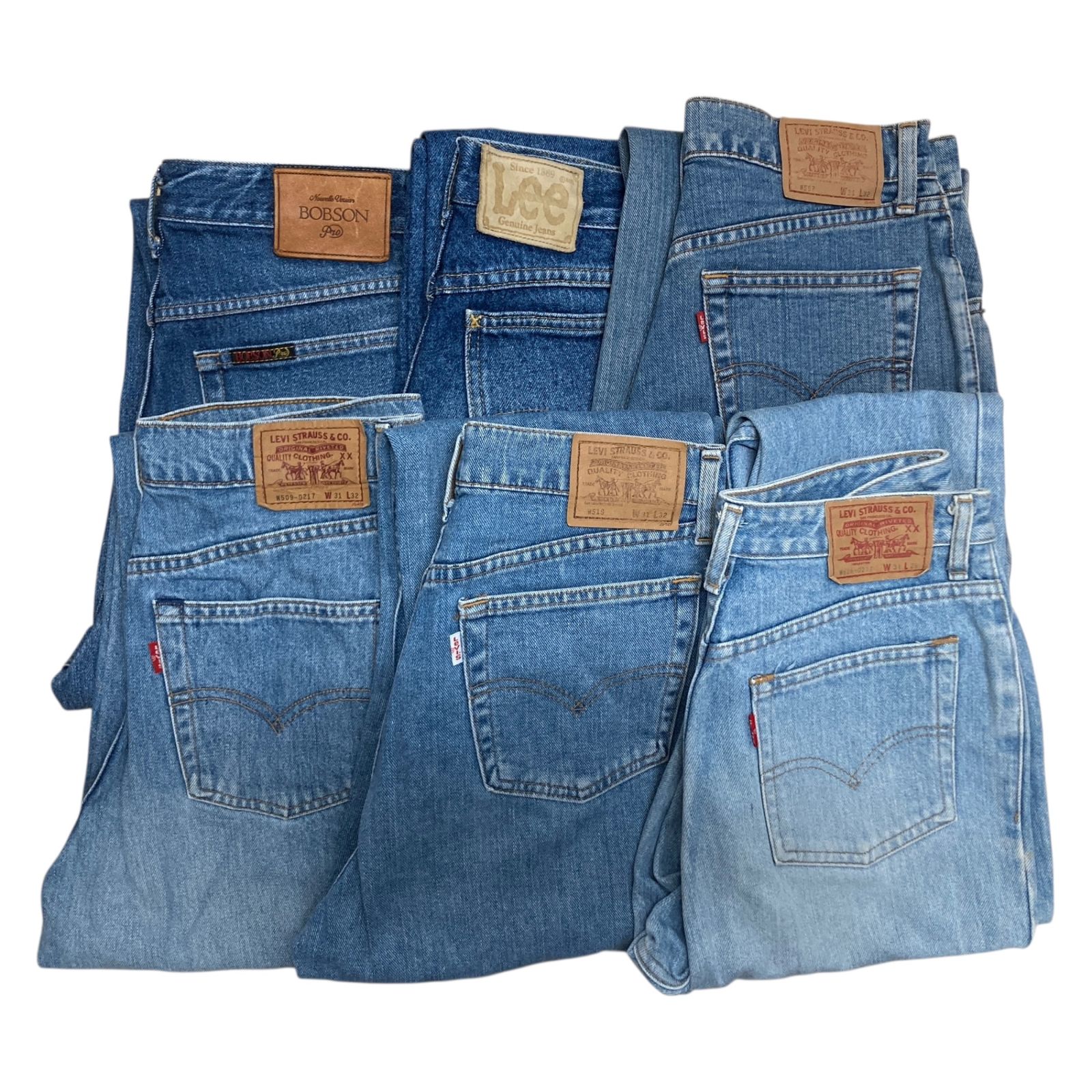LEVIS リーバイス など デニム レディース 6本まとめ 古着 左上 綿 中 不明 右上 不明 左下 綿 中 綿 右下 綿 B0429WU537-3