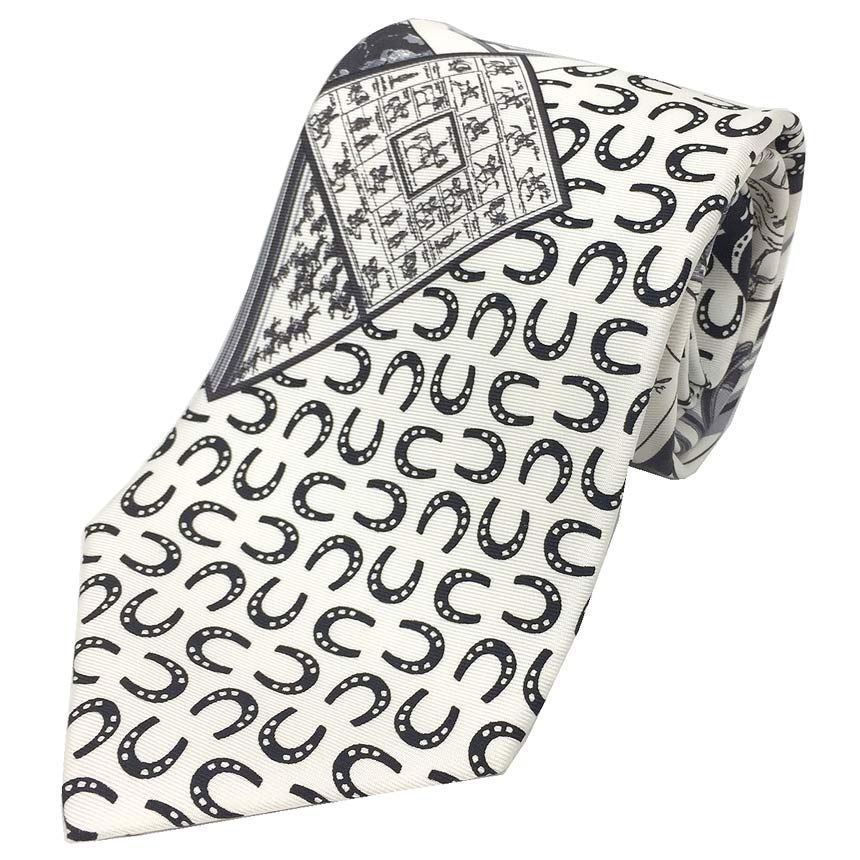 HERMES エルメス ネクタイ CRAVAT EN CARRE カレの馬に乗って A