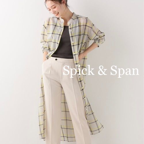Spick & Span シースルーチェックロングシャツ - ワンピース