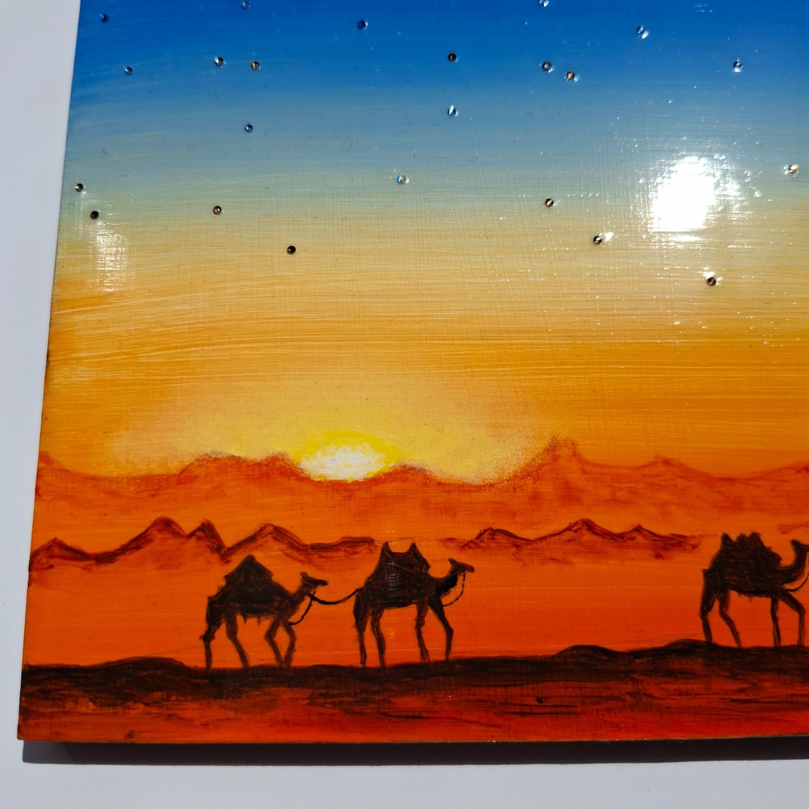 夕暮れの砂漠 ラクダ