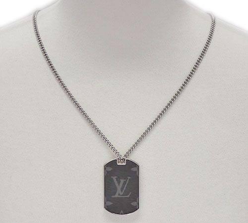 Shop Louis Vuitton Monogram eclipse plate necklace (M63640) by