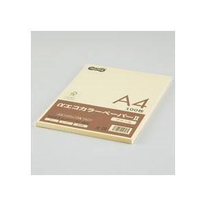 （まとめ） TANOSEE αエコカラーペーパーII A4 クリーム 少枚数パッ