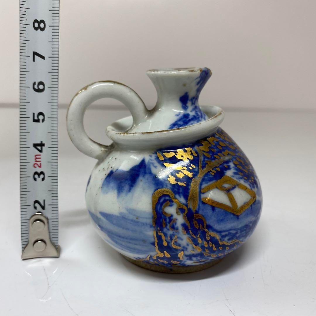 ・京焼　名工　原平造　染付　金彩　水次　高さ約7㎝　東さ5-0801⑤ 京焼 名工 原平造 染付 金彩 水次 高さ約7㎝ 東さ5-0801⑤