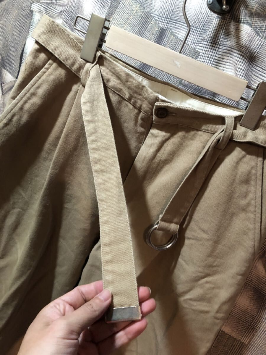 doublet ダブレット ボトム サイズL シルクチノワイドテーパード パンツ トラウザーズ シルク コットン ベージュ FK