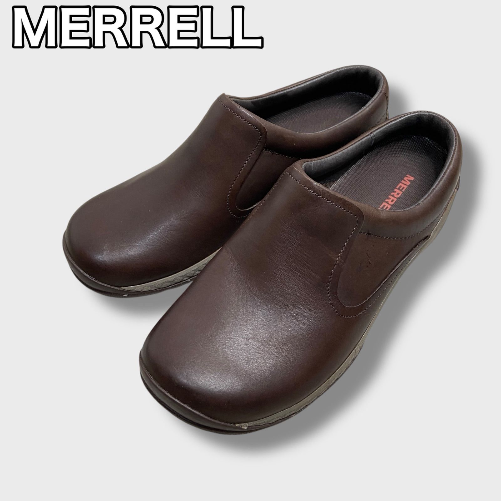 MERRELL メレル アンコールQ2 レザークロッグサンダル ブラウン レディース24cm
