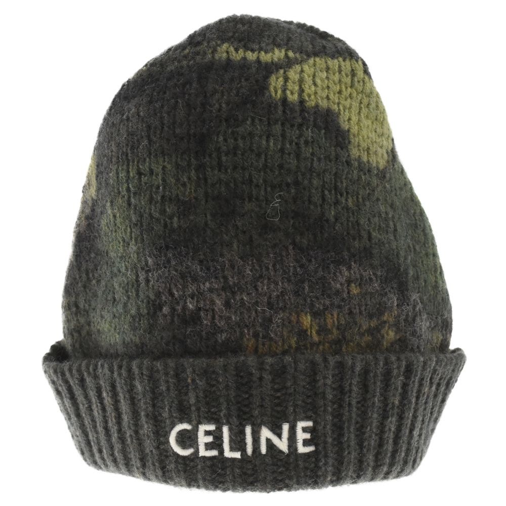 CELINE (セリーヌ) 22AW ロゴ刺繍 カモフラージュ ビーニー ニット