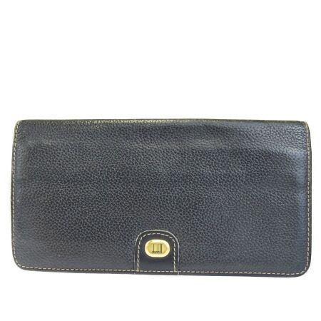 【中古】 ダンヒル dunhill 二つ折り 長財布 ブラック レザー メンズ 08HC412