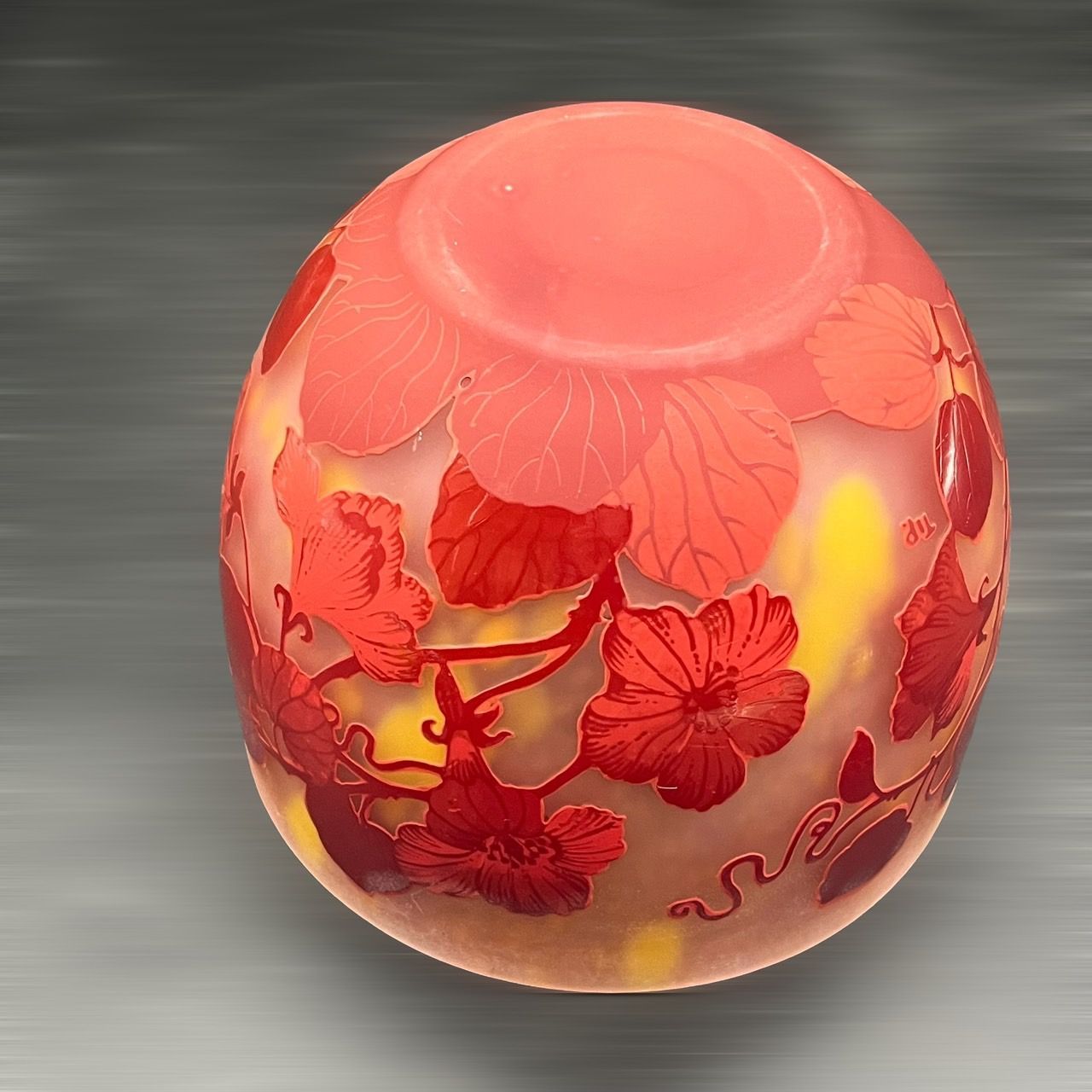 証明書】エミールガレ ボンボニエール カメオ彫り 被せガラス 高