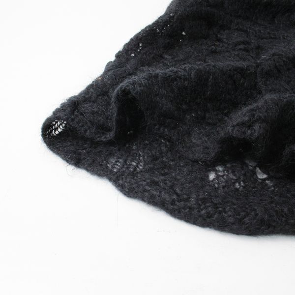 tricot COMME des GARCONS トリコ コムデギャルソン ウール柄編みニットストール フリンジ /ブラック 黒【2400013271264】 tricot COMME des GARCONS トリコ コムデギャルソン ウール柄編み