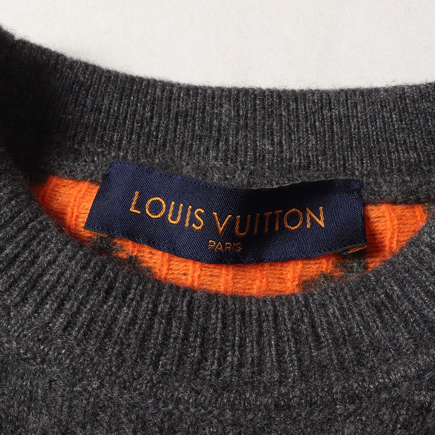 Louis Vuitton モノグラムセーター グレー/オレンジ　カシミア Louis Vuitton モノグラムセーター グレー/オレンジカシミア
