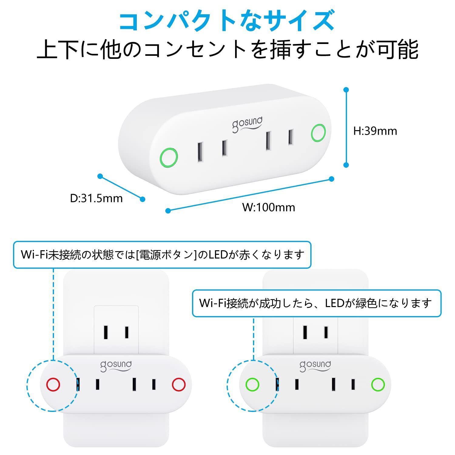 人気商品】ゴウサンド(Gosund) スマートWi-Fiコンセント Alexa Google Assistant対応 【Alexa対応】  遠隔制御と音声操作 ハブ不要 2口ACプラグ コンセントタイマー機能付き JP2 - メルカリ