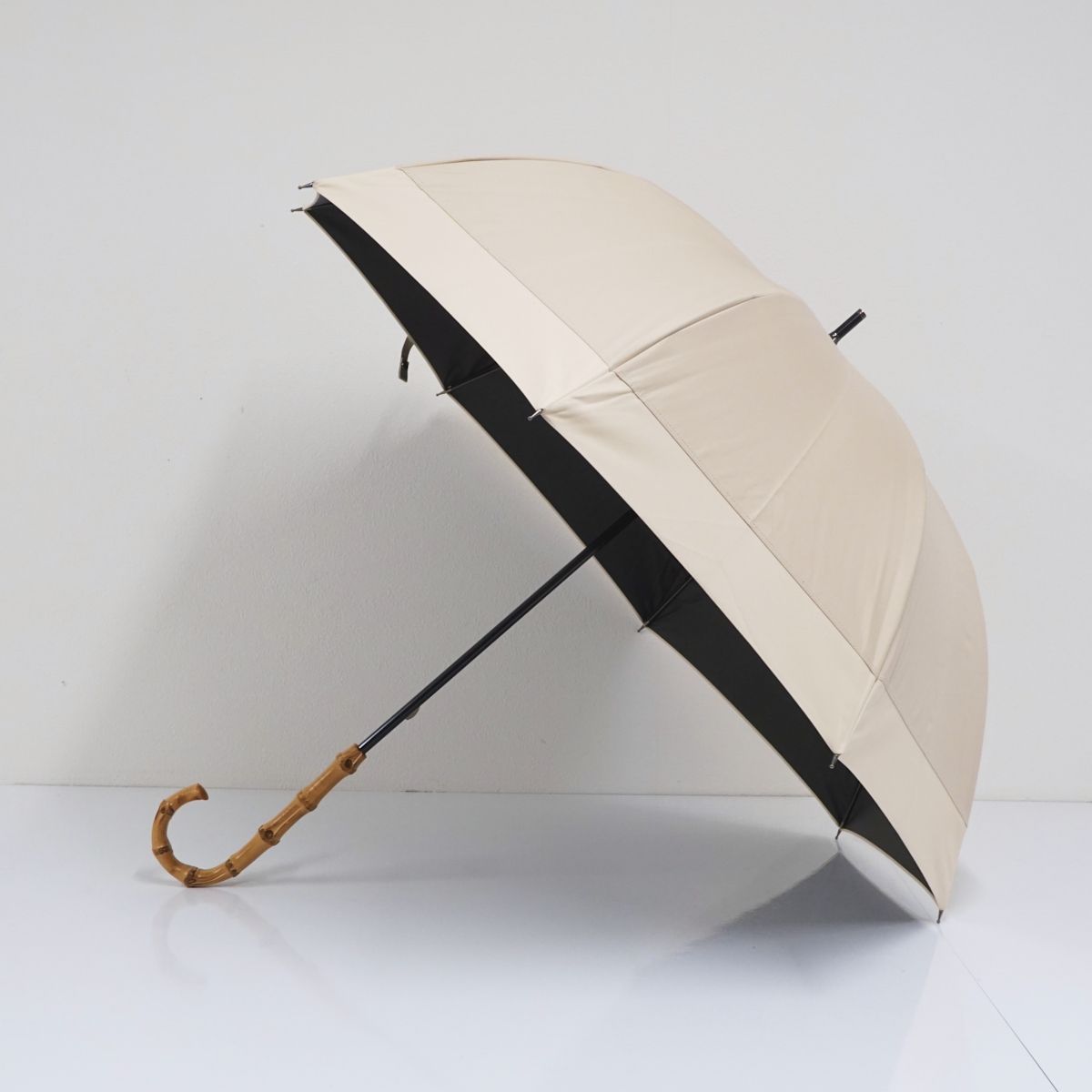 芦屋ロサブラン　日傘　ラージ　55cm ライトベージュ×ブラック 日傘 芦屋ロサブラン 完全遮光日傘 USED品 ラージサイズ 60cm