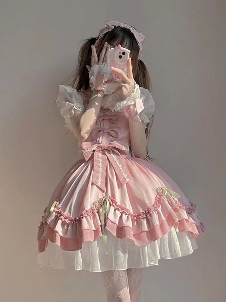 フリル＆リボン装飾 甘ロリの可憐なフェアリースタイルドレス