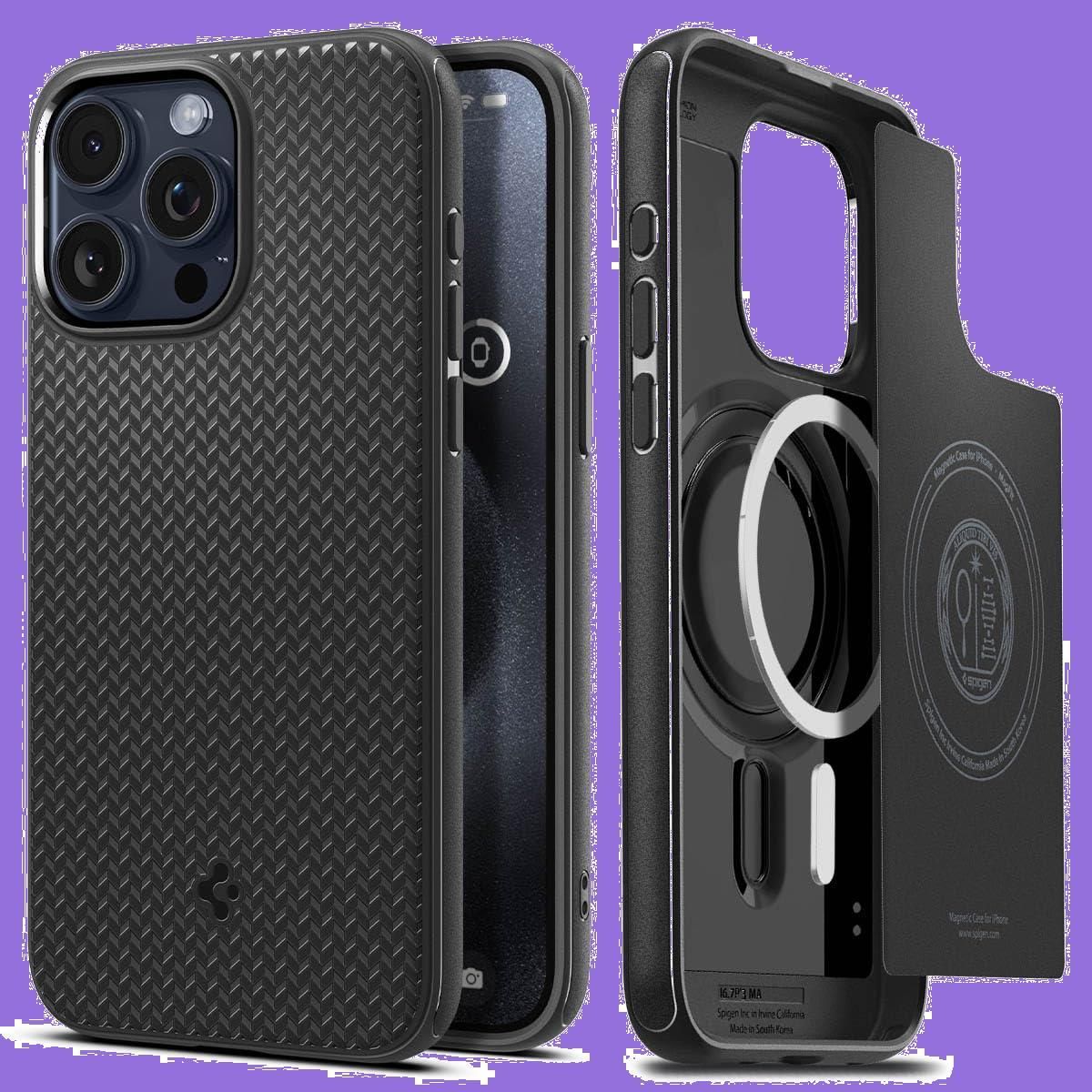 サイズ:iPhone15ProMax(6.7インチ)_色:ブラック】Spige 滑り込ん