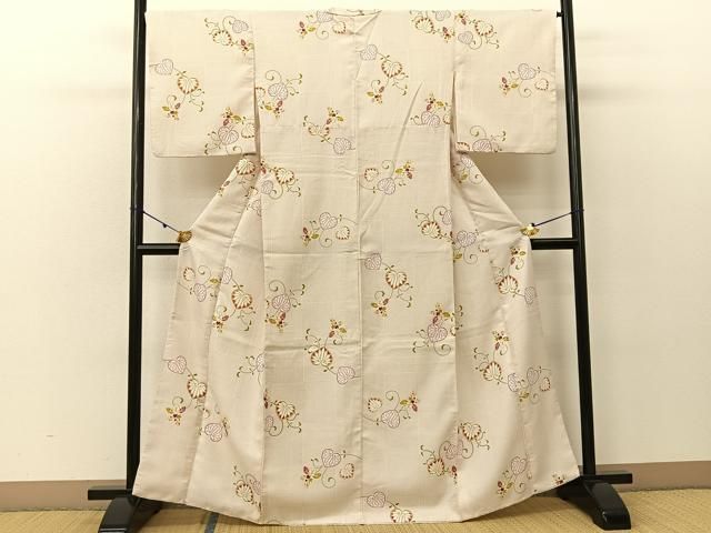 平和屋着物▽小紋　単衣　市松文様　洗える着物　AAAU8676fy 平和屋着物▽小紋 単衣 市松文様 洗える着物 AAAU8676fy