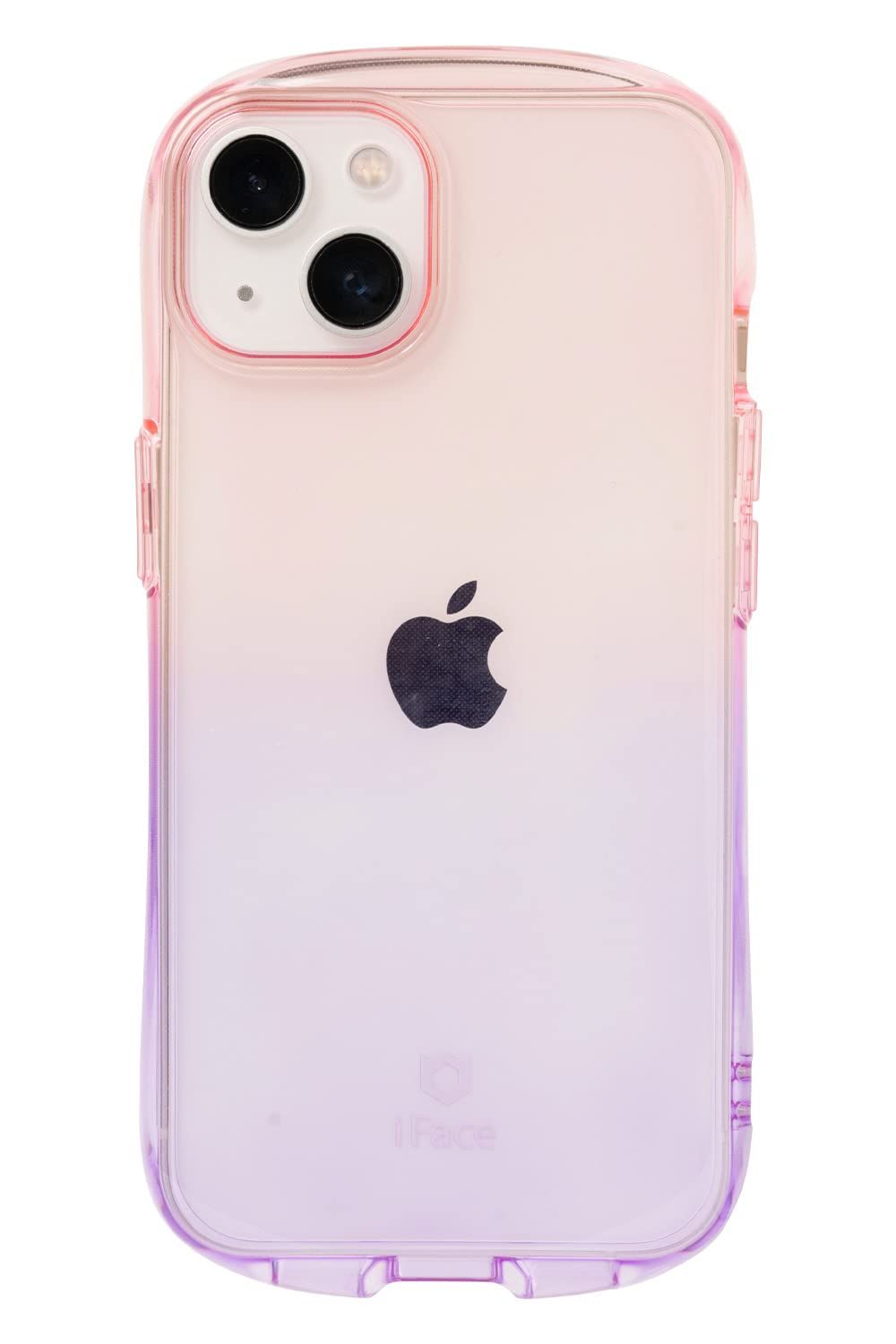 iFace Look in Clear Lolly iPhone 13 ケース (ピーチ/ヴァイオレット)【アイフォン13 tpu カバー 透明 耐衝撃 米国MIL規格取得 ストラップホール付き】 [iPhone 13専用・ピーチ/ヴァイオレット]