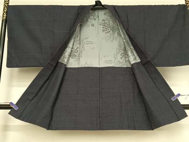 平和屋着物○男性 結城紬 アンサンブル 80亀甲 正絹 AABA5023np