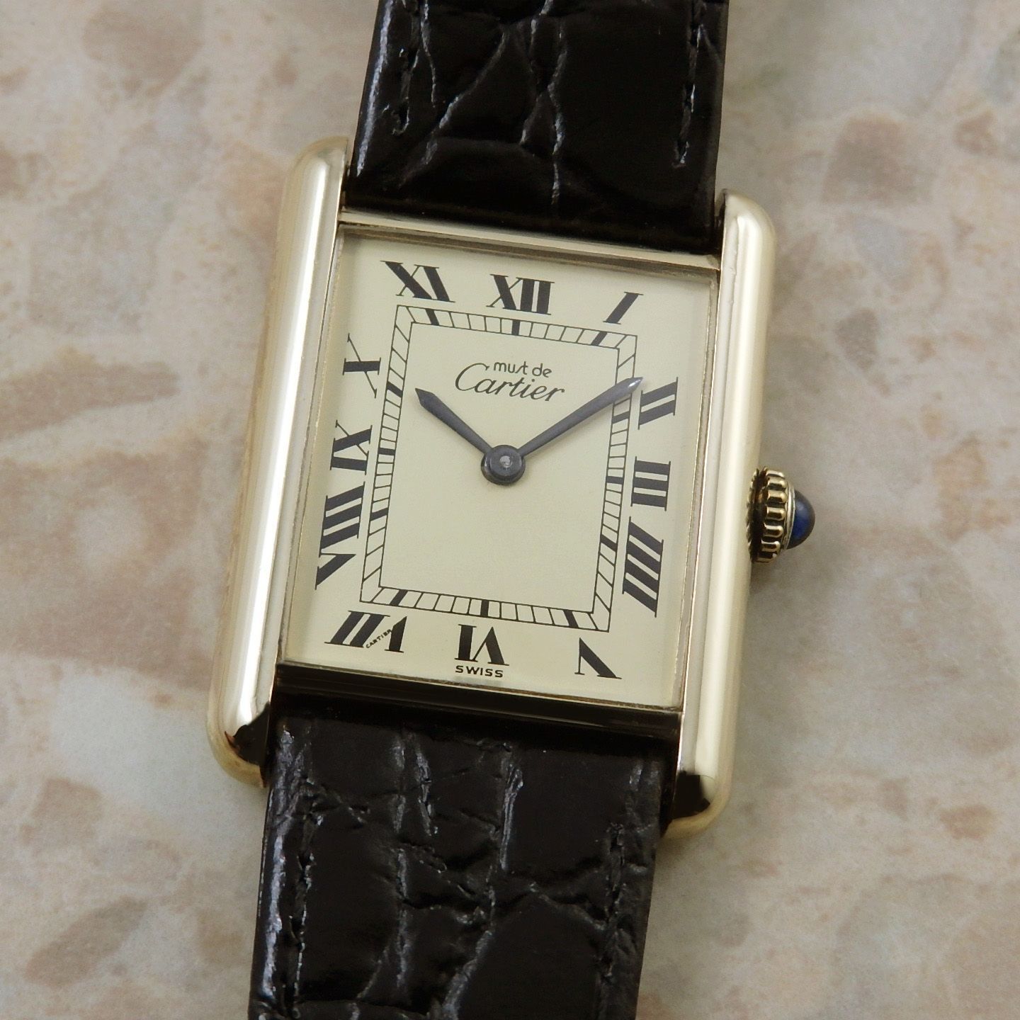 カルティエ マストタンク LM 手巻き式 ヴィンテージ メンズ腕時計 Cartier Tank アンティークウォッチ ローマ