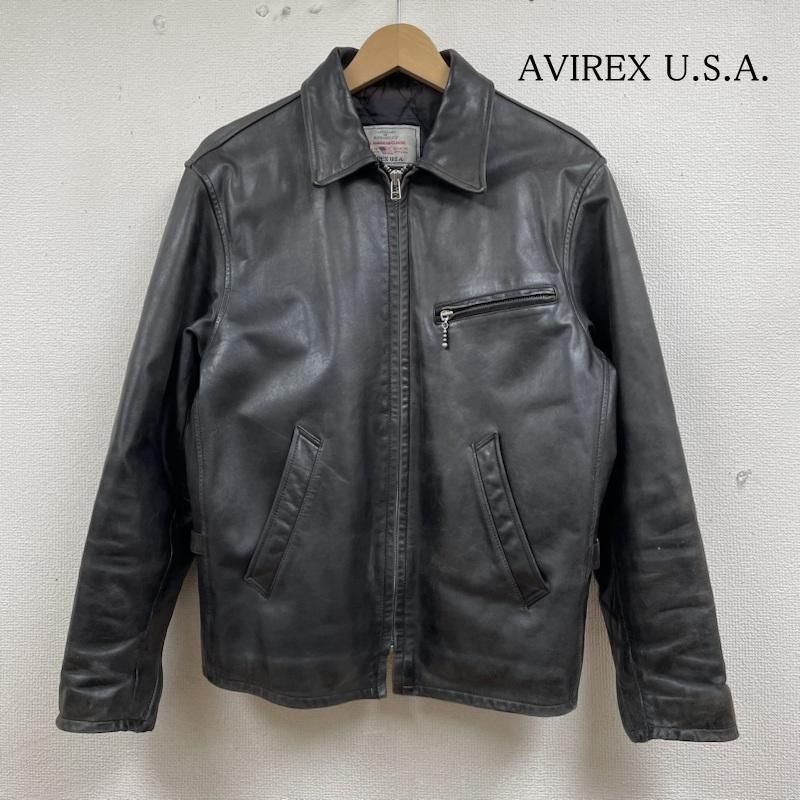 AVIREX アヴィレックス ジャケット 上着 レザージャケット カウレザー ジャケット シングル ライダース 本革 フルジップ リアルレザー 611129