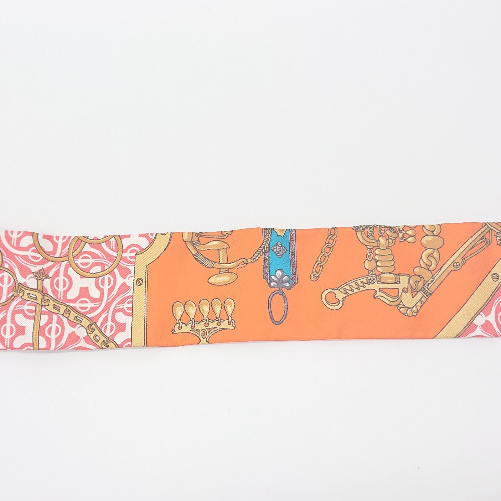 極美品】HERMES エルメス ツイリー 馬銜と鎖 箱付き オレンジ系 - メルカリ 