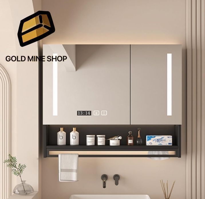 洗面所鏡タッチコントロール 洗面 化粧台LEDライト付き 洗面化粧台 ミラーキャビネット 浴室 ミラー 曇り止め ミラーキャビネット 洗面所 照明付き 60*12*70cm