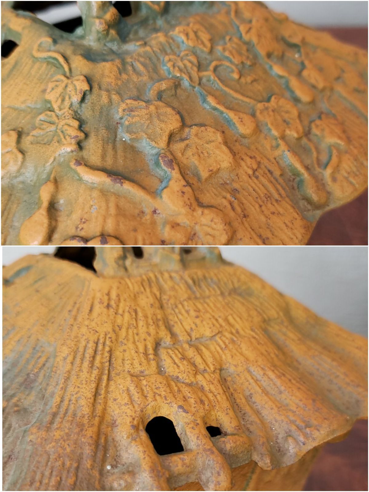 茅葺屋根の香炉 鉄製 蚊取り線香入れ 在銘 和風雑貨 金属工芸 アイアン