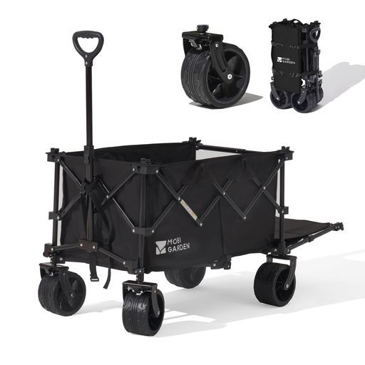MOBIGARDENキャリーワゴン225L最大容量アウトドアワゴン耐荷重150kg【荷室の長さ130cm】長物対応ブレーキ付後ろ開け折りたたみキャリーカートコンパクト伸縮ハンドル大型タイヤアウトドアキ…